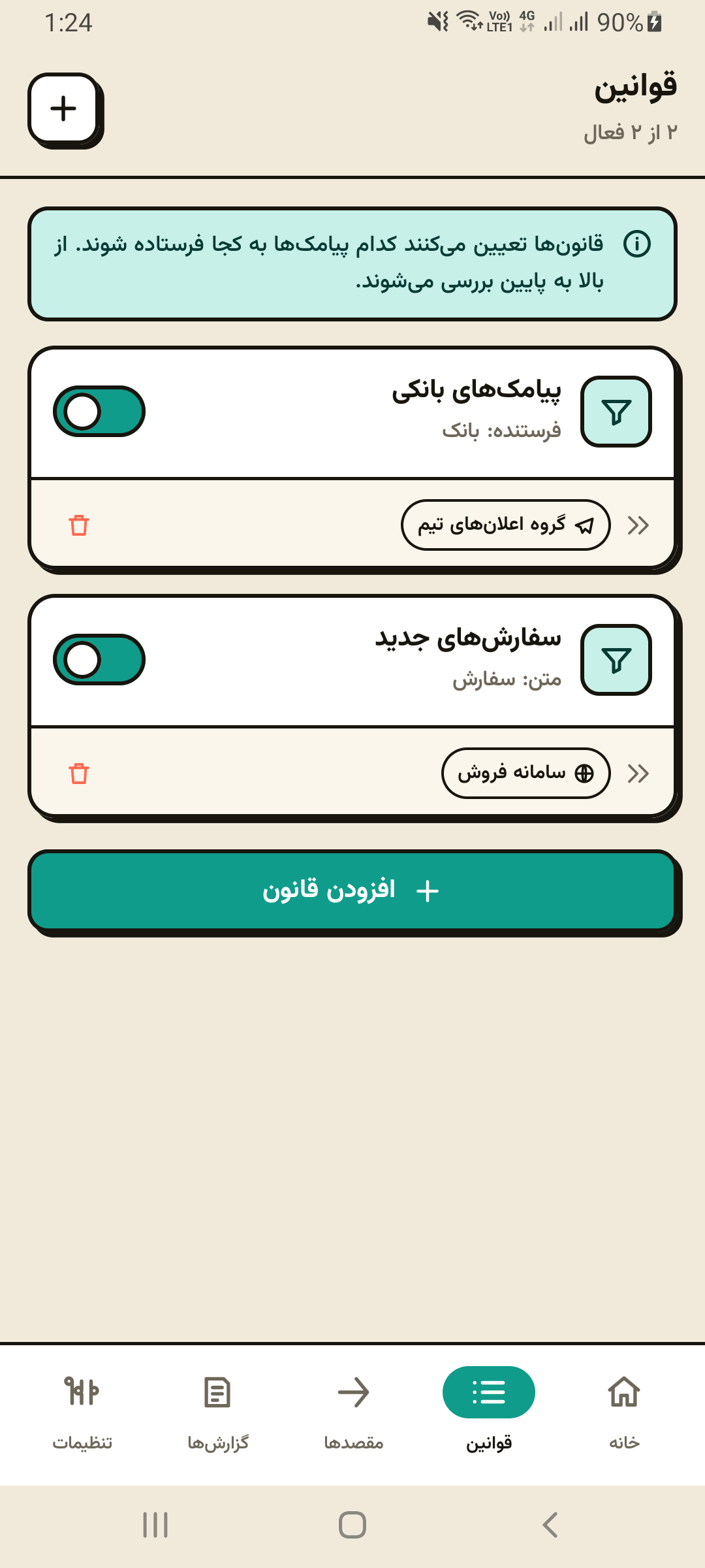 فهرست قوانین